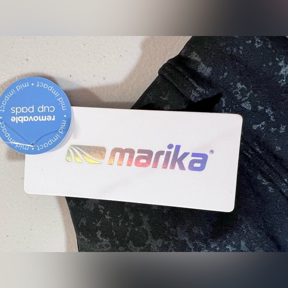 MARIKA Lucie Sports Bra, Supportive, Scoop-Neck, Metallic, Size XS - Picture 6 of 8